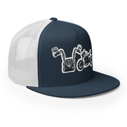 Gorra de camionero con diseño de motos