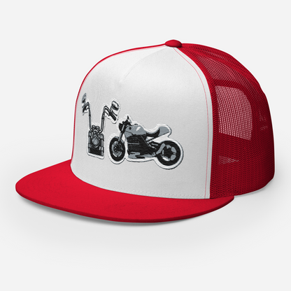 Gorra de camionero con diseño de motos