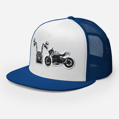 Gorra de camionero con diseño de motos