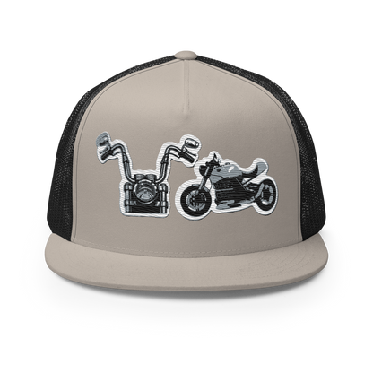 Gorra de camionero con diseño de motos