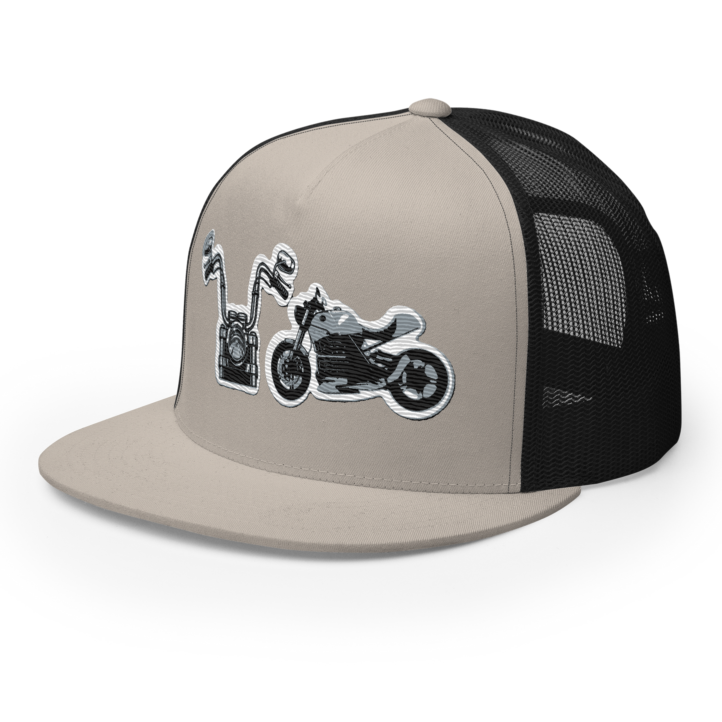 Gorra de camionero con diseño de motos