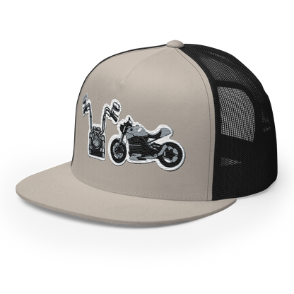 Gorra de camionero con diseño de motos