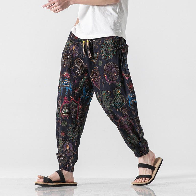 Pantalones casuales con hebilla retro