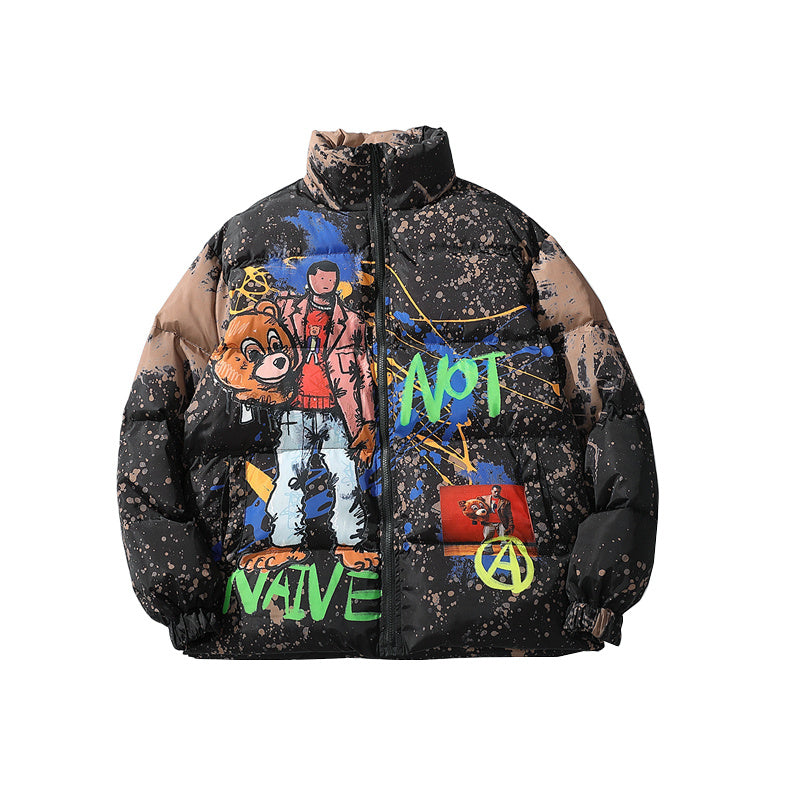 Not Nive Graffiti Print Cotton Coat