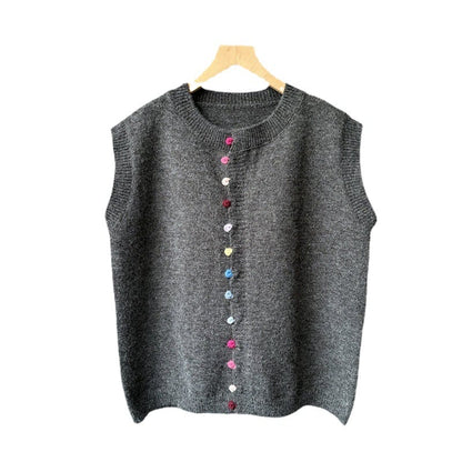 Colour Button Knitted Vest Top