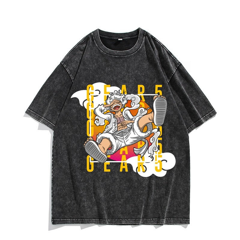 Camiseta vintage lavada de manga corta de Nika Luffy