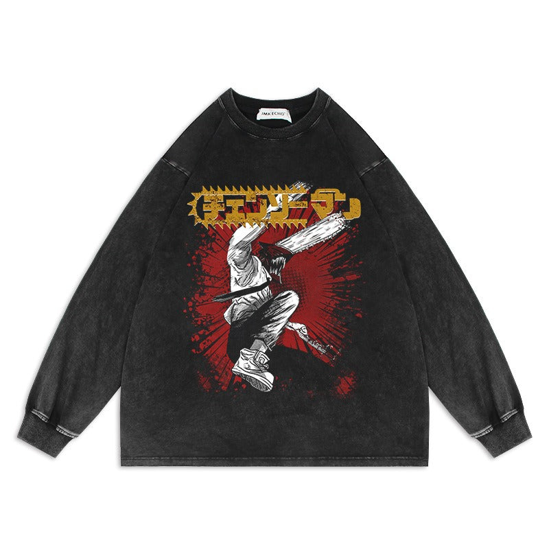 Chainsaw Man Anime Washed Old Sweater