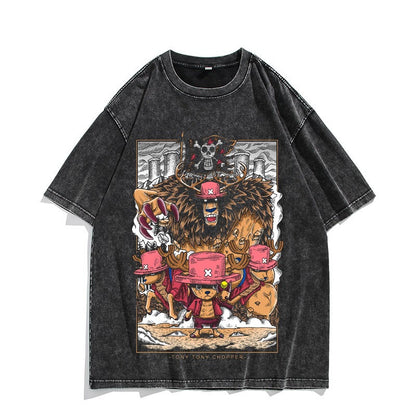 Camiseta vintage lavada de manga corta de Nika Luffy