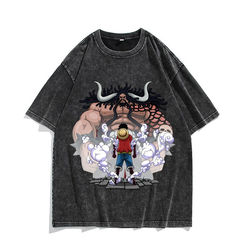 Camiseta vintage lavada de manga corta de Nika Luffy