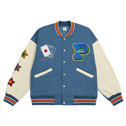 Nueva chaqueta de béisbol universitaria de alta calidad de Lucky