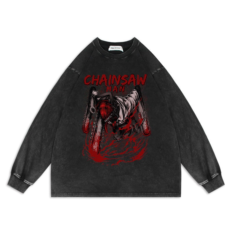 Chainsaw Man Anime Washed Old Sweater