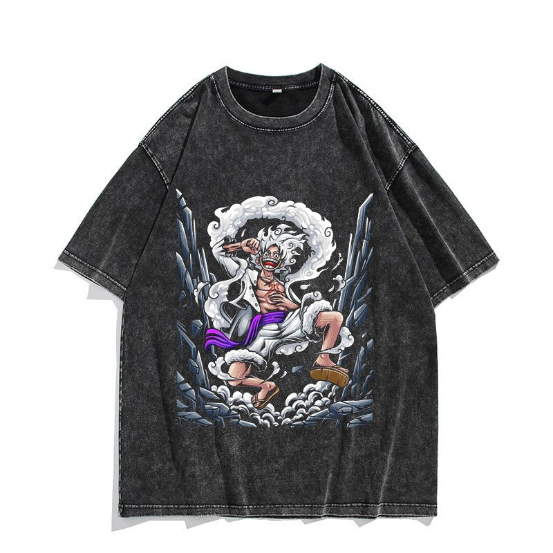 Camiseta vintage lavada de manga corta de Nika Luffy