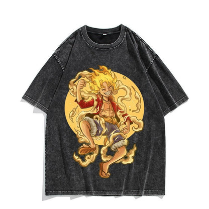 Camiseta vintage lavada de manga corta de Nika Luffy