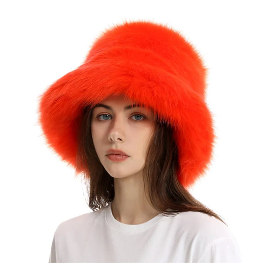 Snowfall Bucket Faux Fur Hat