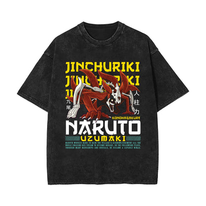 Camiseta de manga corta antigua de Naruto Sasuke