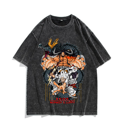 Camiseta vintage lavada de manga corta de Nika Luffy