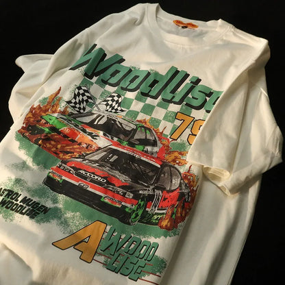 Camiseta gráfica de coches de carreras antiguos