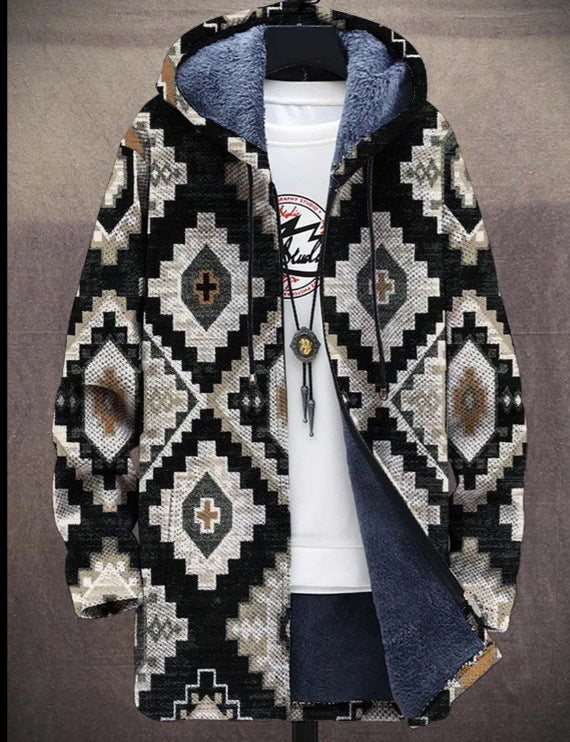 Chaqueta con cuello alto y estampado digital para hombre