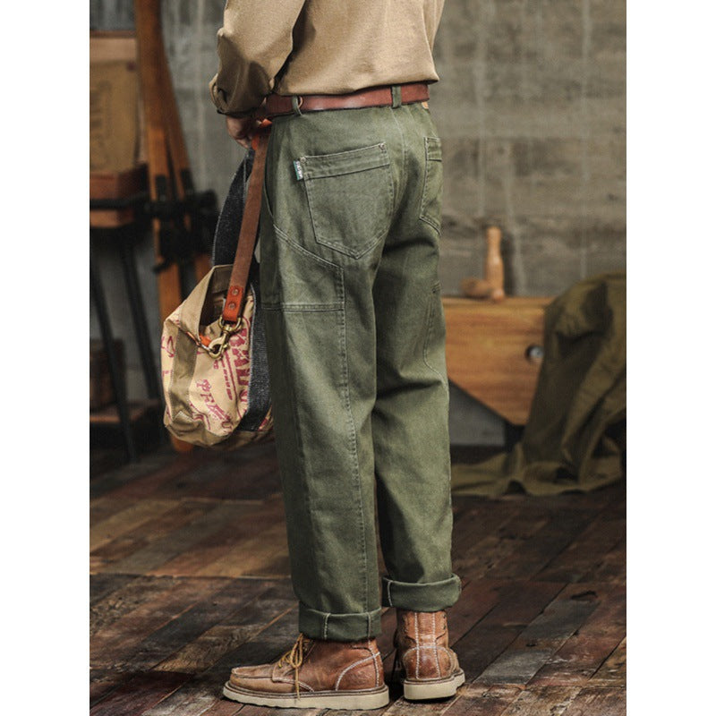 Pantalones cargo casuales estilo retro de color verde militar