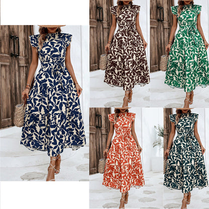 Women's Clothing Fashionable Stringy Selvedge Lace Printing Dress