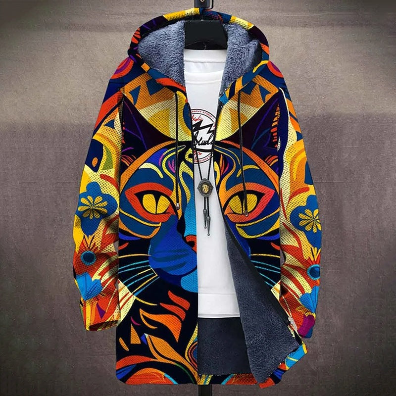 Chaqueta con cuello alto y estampado digital para hombre