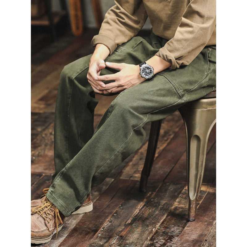 Pantalones cargo casuales estilo retro de color verde militar