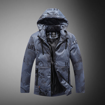 Chaqueta de invierno para hombre con estampado de terciopelo