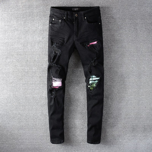 Black Ripped Patch Skinny - SleekyStyleproduct_typeSleeky StyleBlack40Black Ripped Patch Skinny