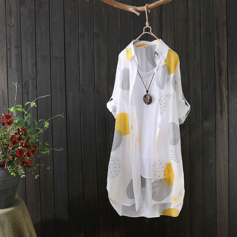 Women's Long-sleeved Printed Chiffon Sunscreen Shirt