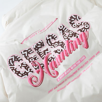 Chaqueta con cuello alto y estampado de letras