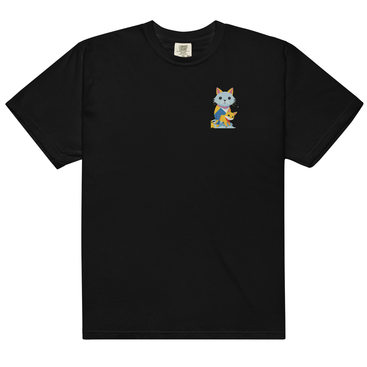 Camiseta de peso pesado con gatos geométricos