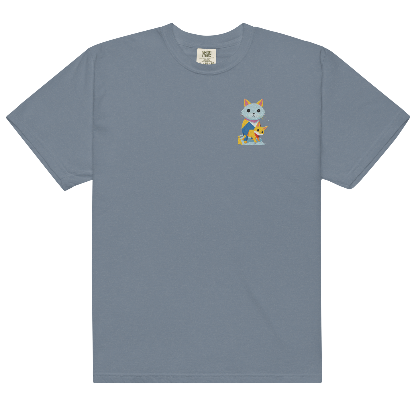 Camiseta de peso pesado con gatos geométricos