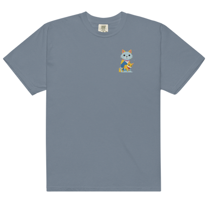 Camiseta de peso pesado con gatos geométricos