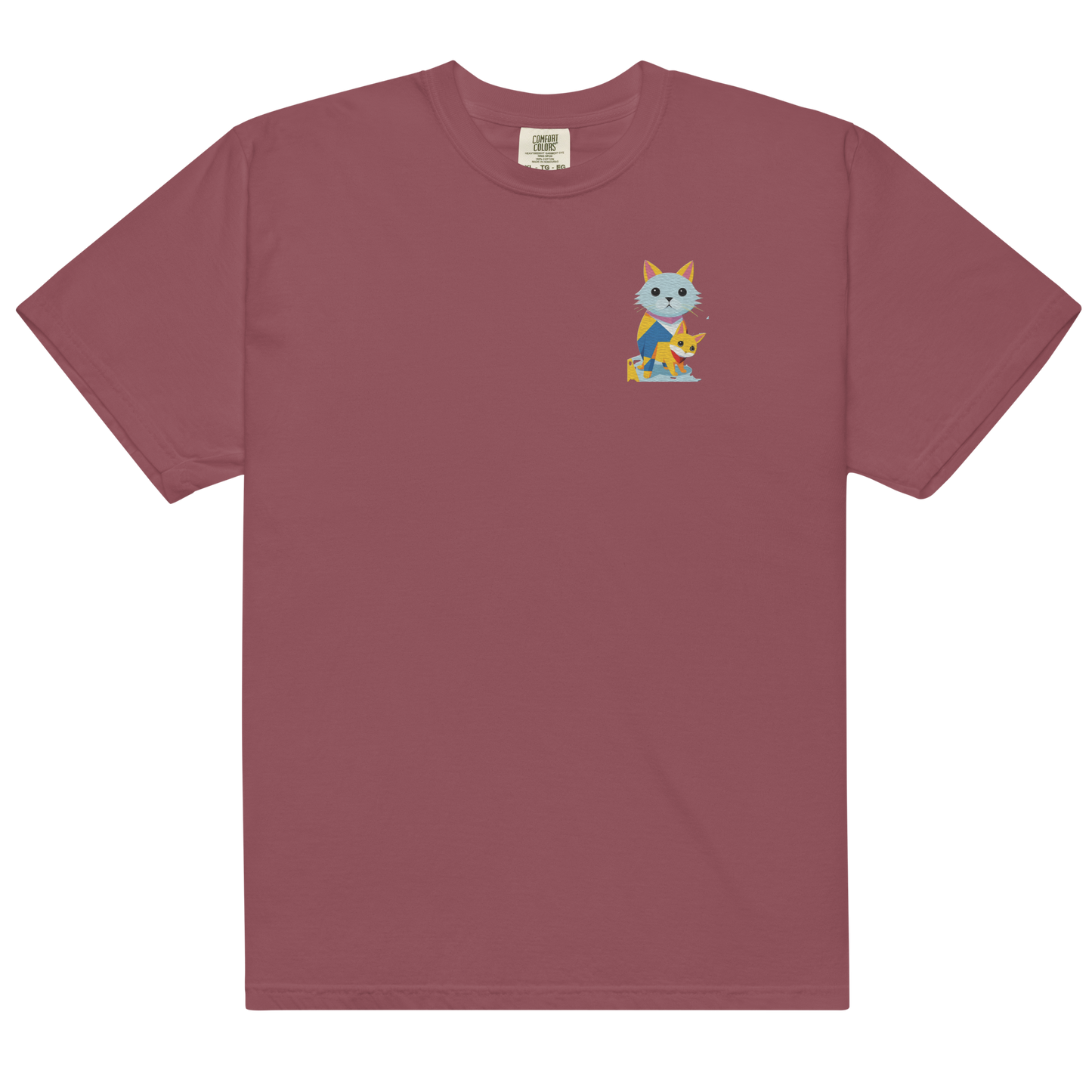 Camiseta de peso pesado con gatos geométricos