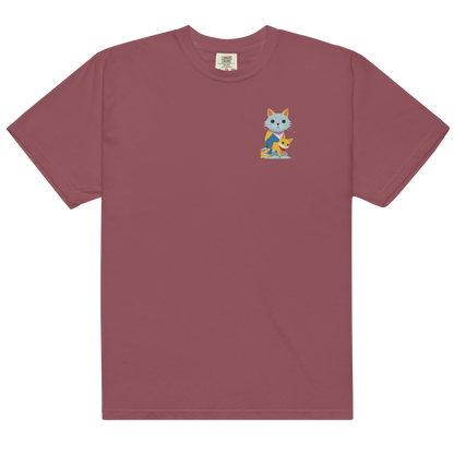 Camiseta de peso pesado con gatos geométricos