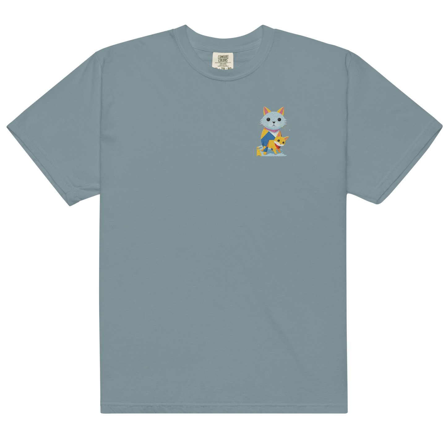 Camiseta de peso pesado con gatos geométricos