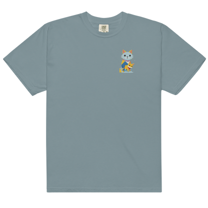 Camiseta de peso pesado con gatos geométricos