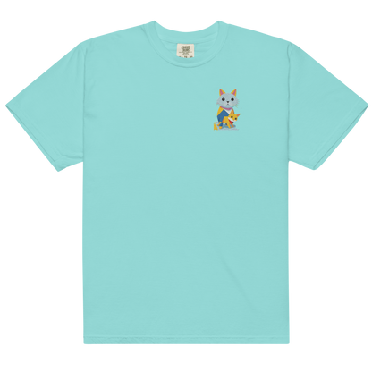 Camiseta de peso pesado con gatos geométricos