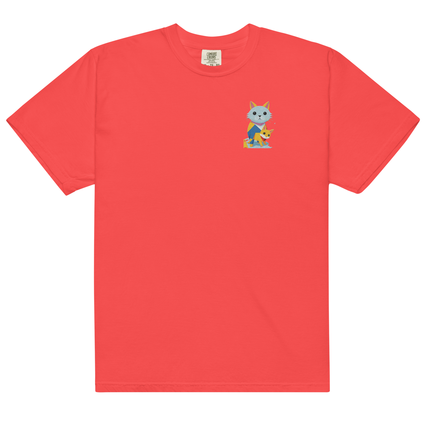 Camiseta de peso pesado con gatos geométricos