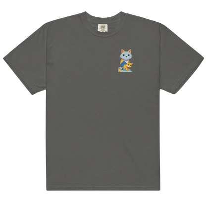 Camiseta de peso pesado con gatos geométricos