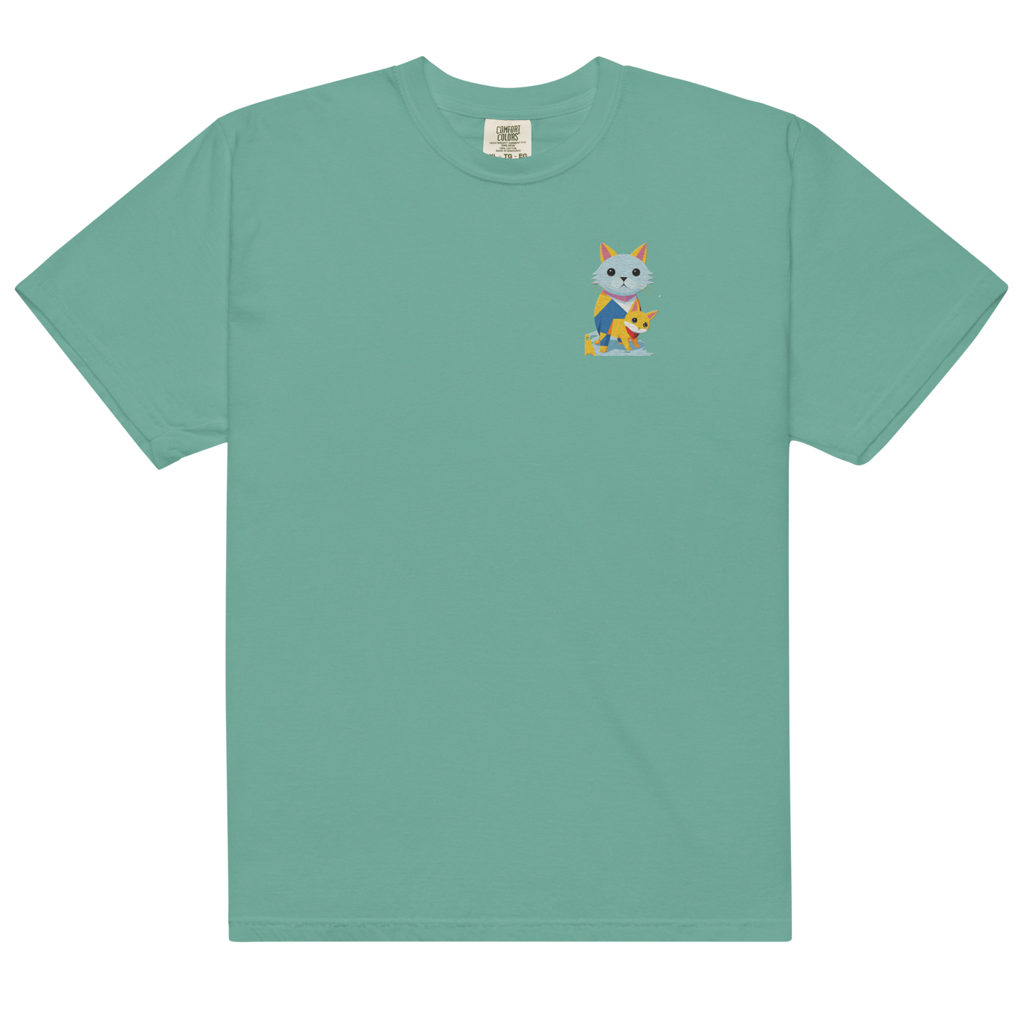 Camiseta de peso pesado con gatos geométricos