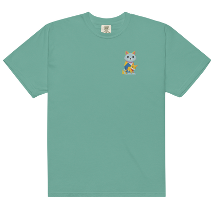 Camiseta de peso pesado con gatos geométricos