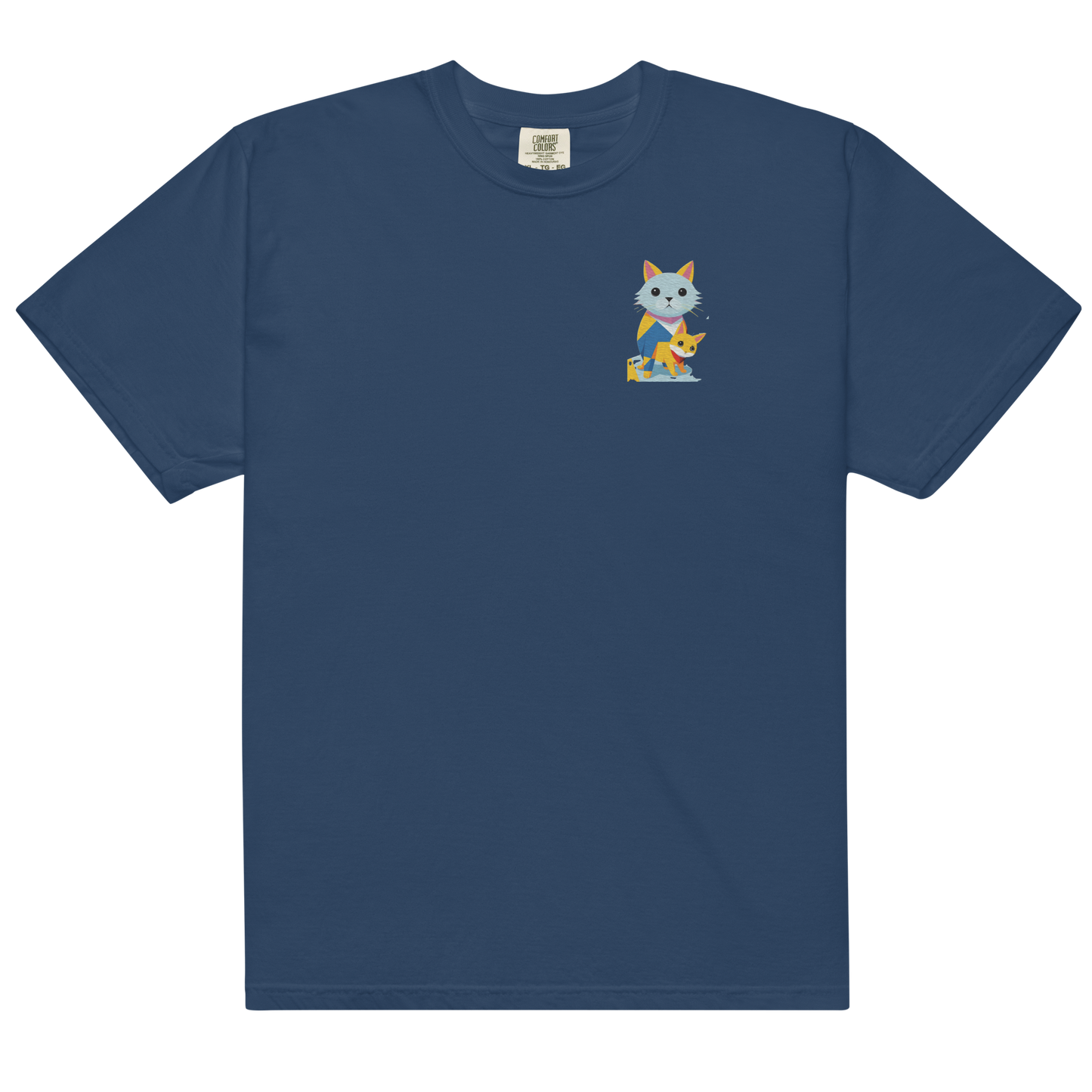 Camiseta de peso pesado con gatos geométricos