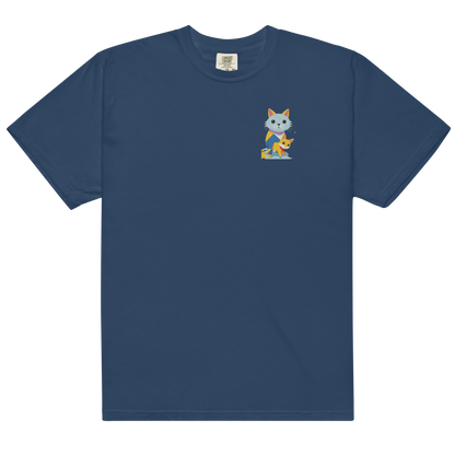 Camiseta de peso pesado con gatos geométricos