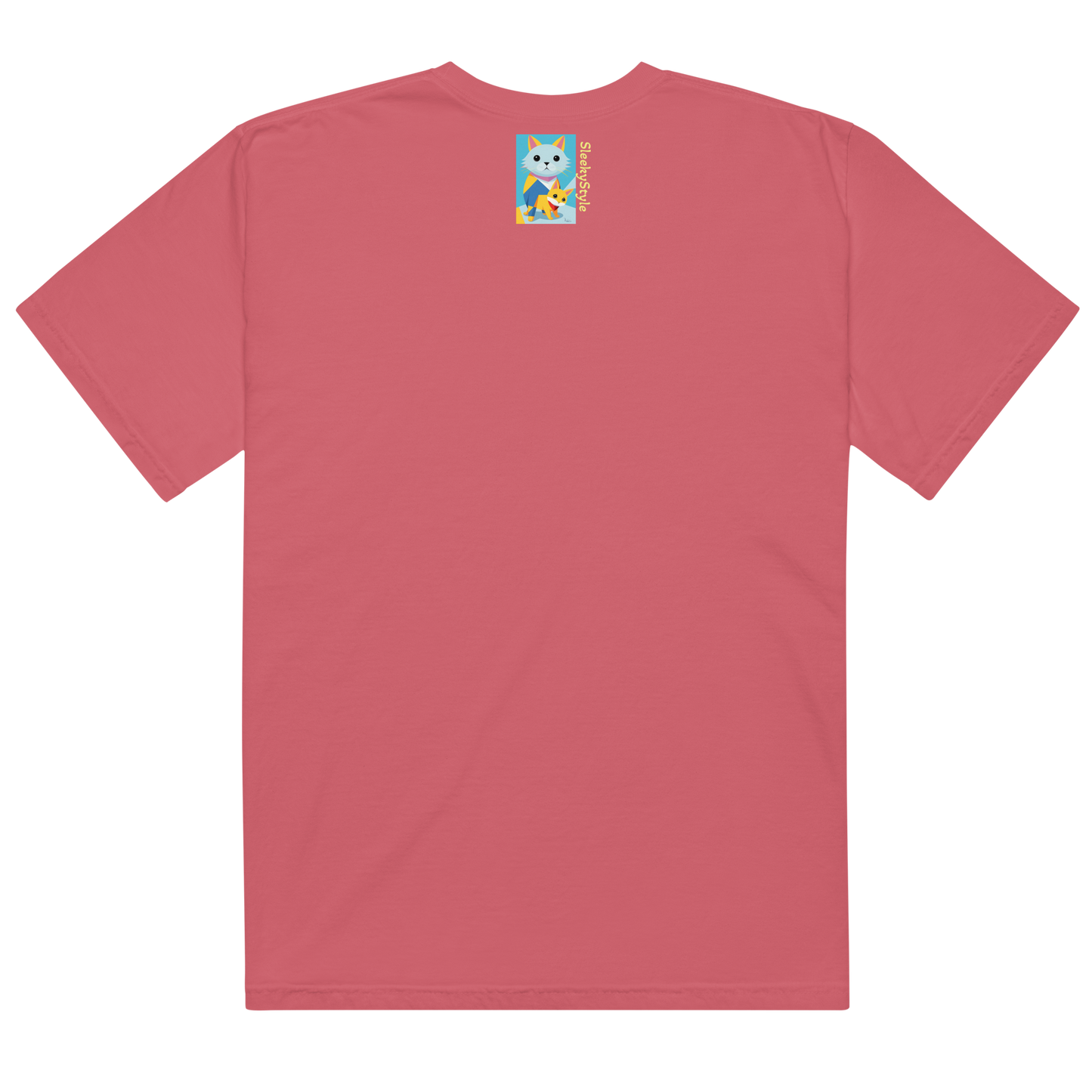 Camiseta de peso pesado con gatos geométricos