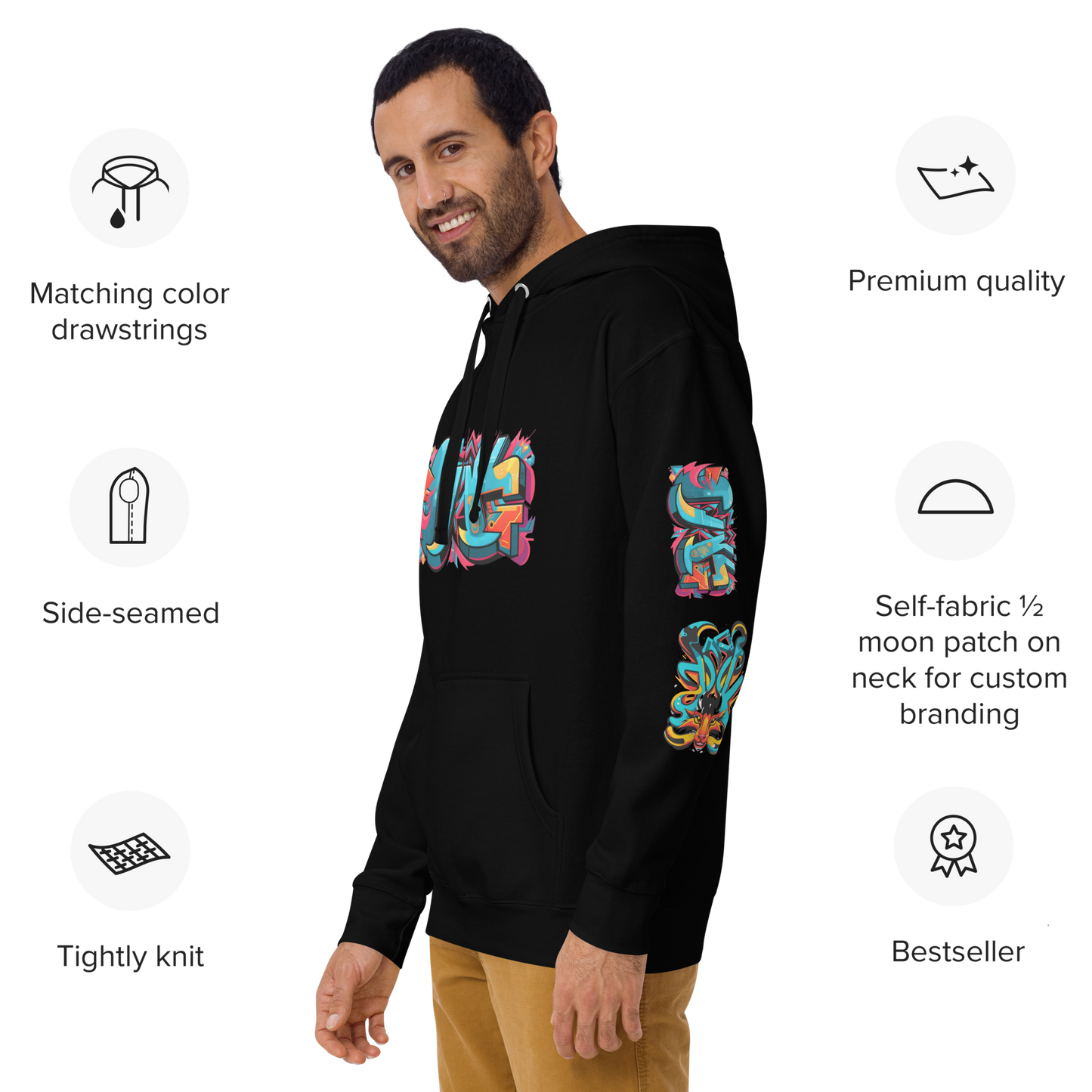 Sudadera unisex con capucha y estampado de grafiti