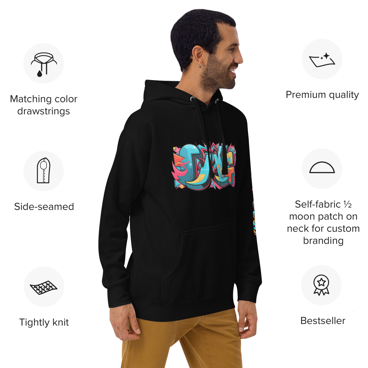 Sudadera unisex con capucha y estampado de grafiti