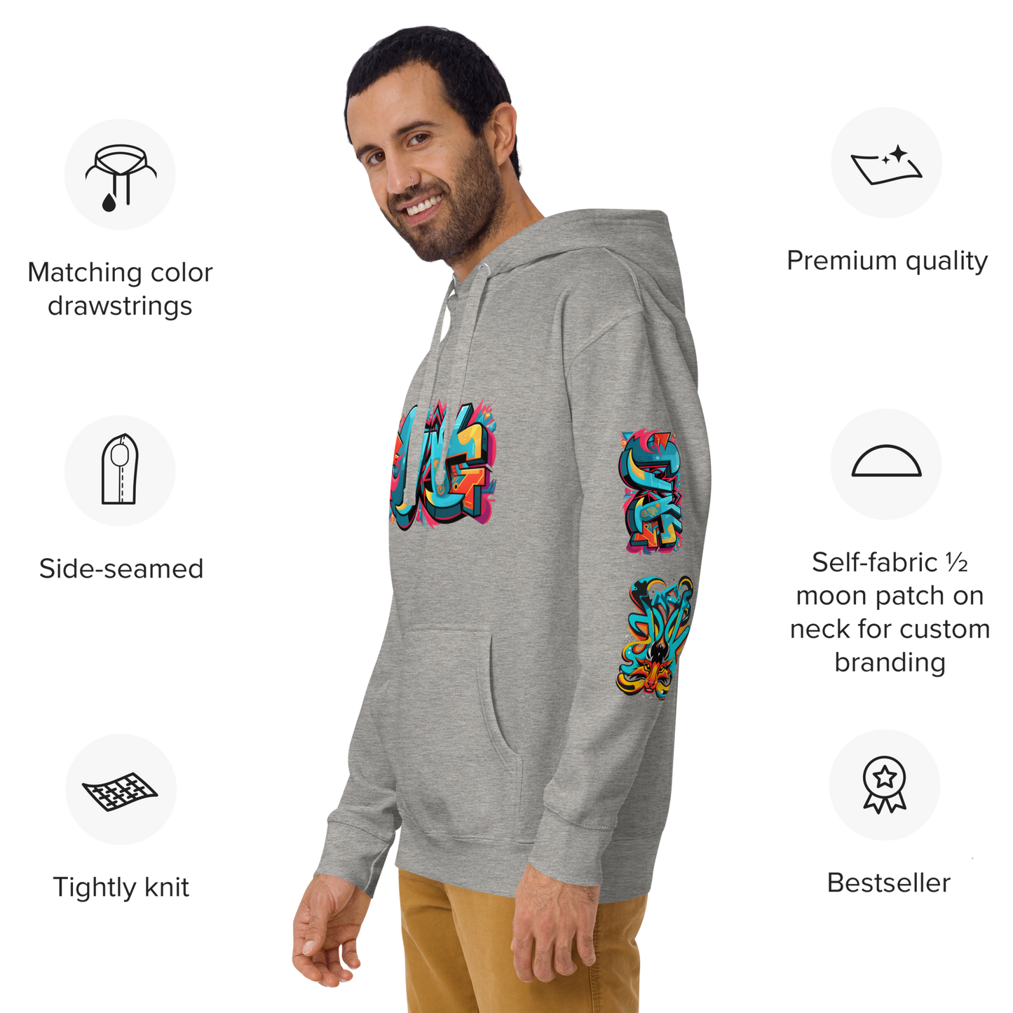 Sudadera unisex con capucha y estampado de grafiti