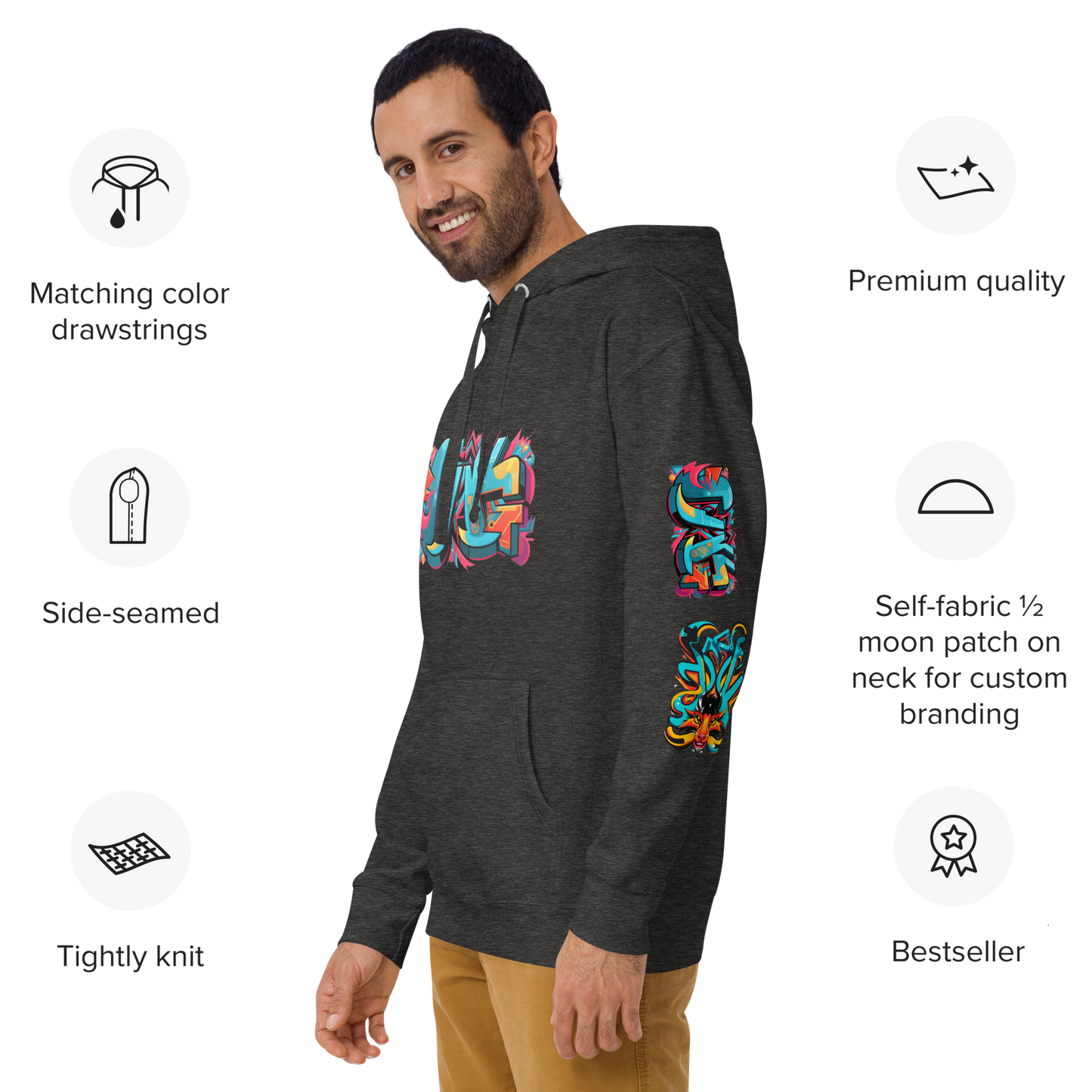 Sudadera unisex con capucha y estampado de grafiti