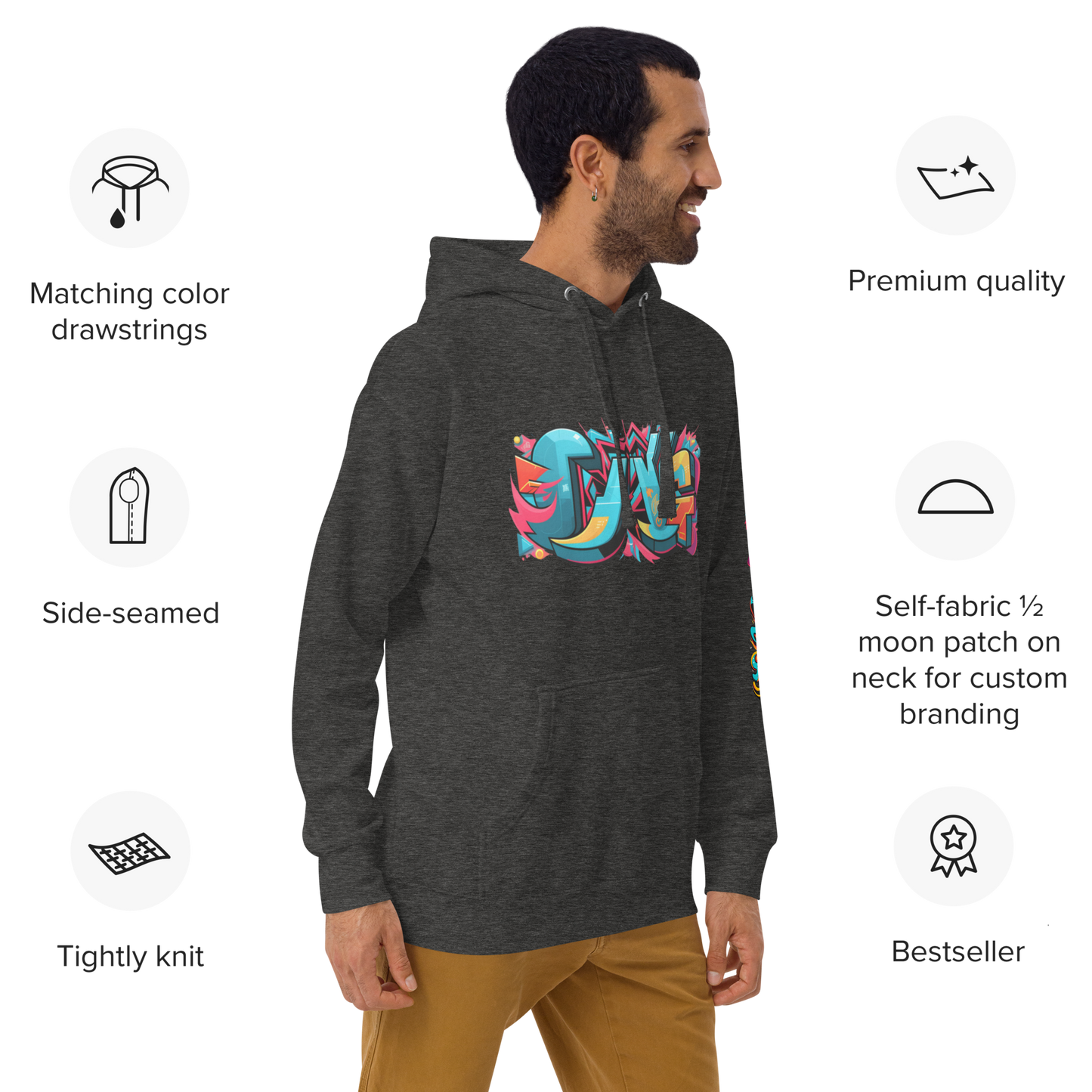 Sudadera unisex con capucha y estampado de grafiti